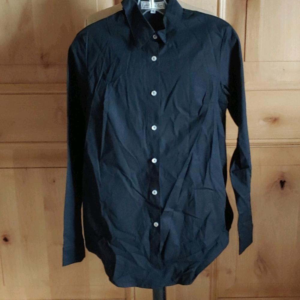 Black Long-Sleev Sleeve Button-Down Collared Shirt - image 1